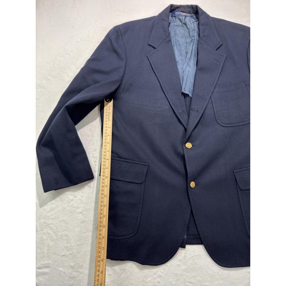 Vintage Brooks Brothers Blazer Mens 44 Blue Wool 346 Gold Buttons Patch Pockets - Picture 5 of 15